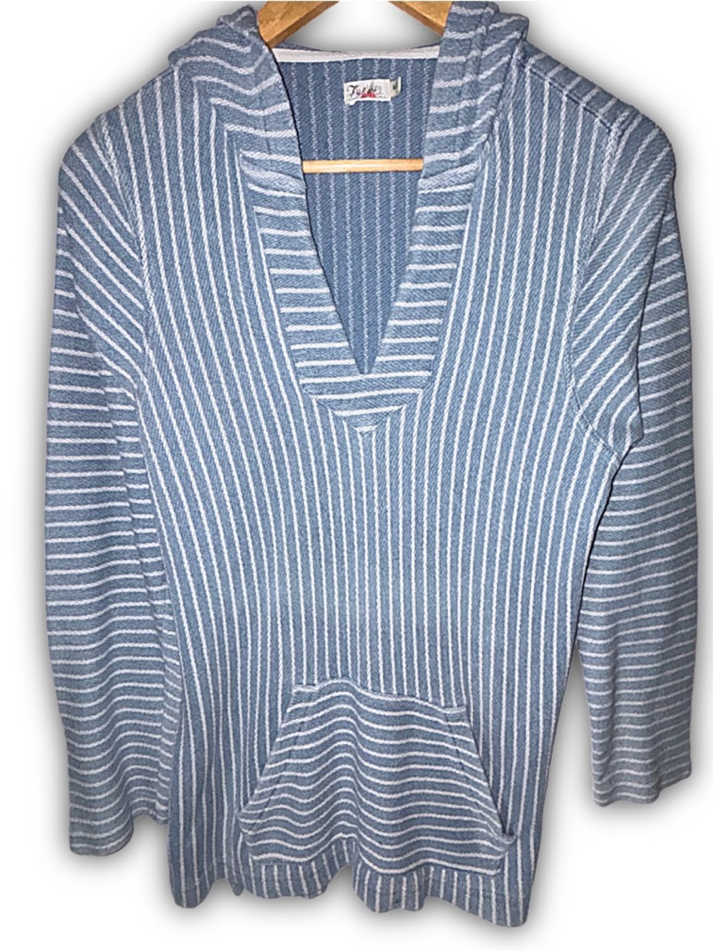 Faherty Brand Seabrook Poncho in Indigo with White Stripes